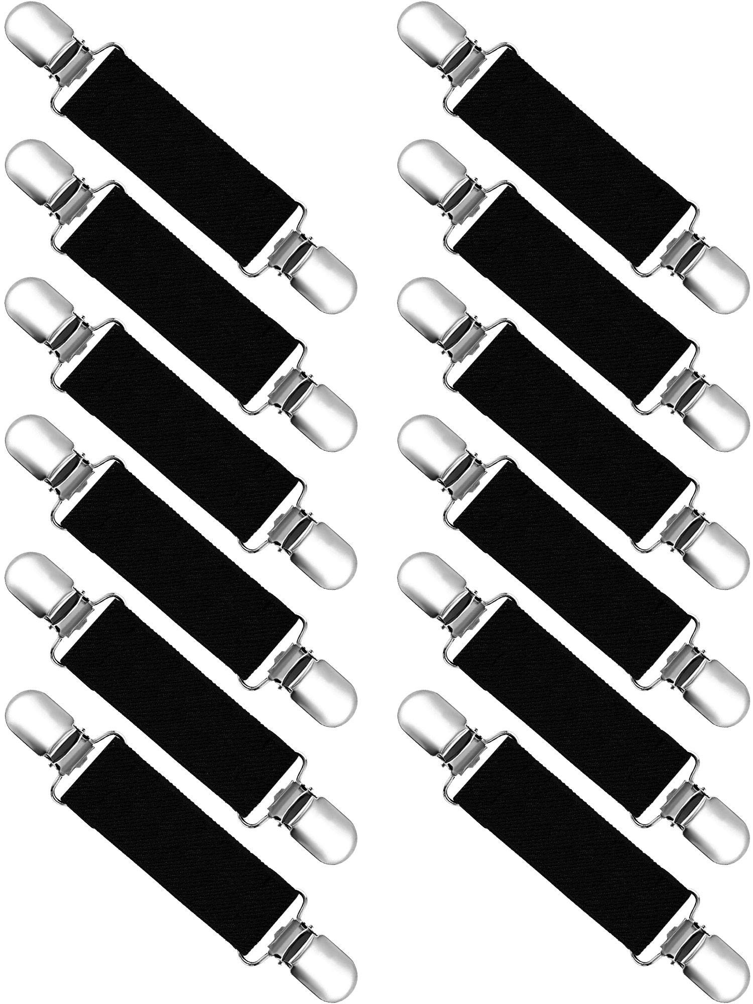 Zhanmai 6 Pairs Dress Clips Elastic Mitten Clips Stainless Steel Brooch Clip for Women Mitten Clips for Adults(13 cm, Black)