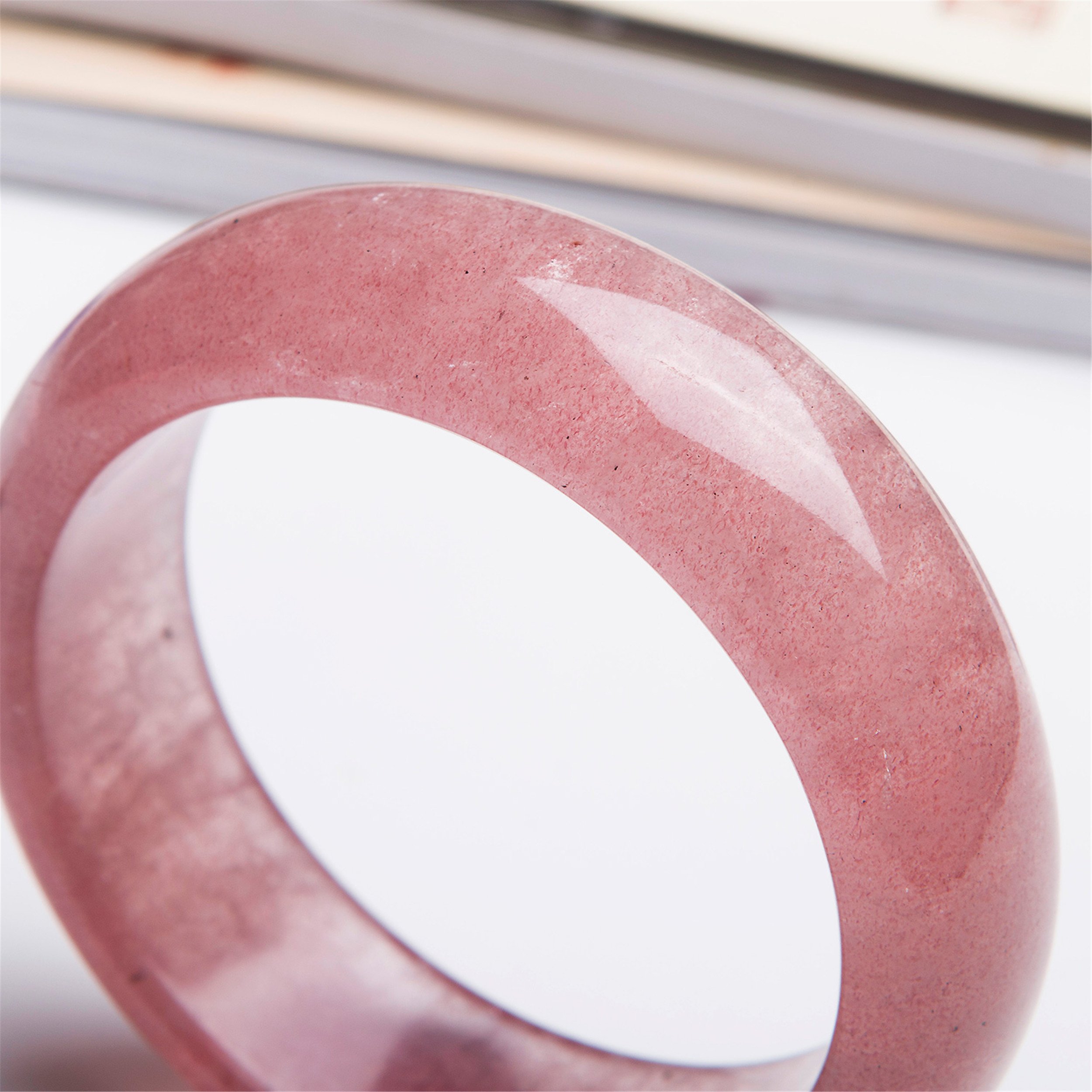 Genuine Jewelry Bracelet Natural Strawberry Quartz Crystal Gemstone Bangle Inner Diameter 57mm