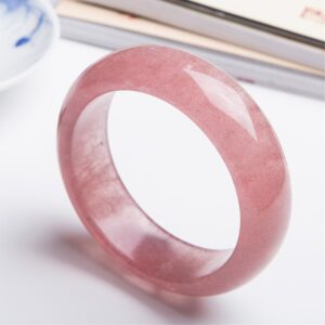 Genuine Jewelry Bracelet Natural Strawberry Quartz Crystal Gemstone Bangle Inner Diameter 57mm