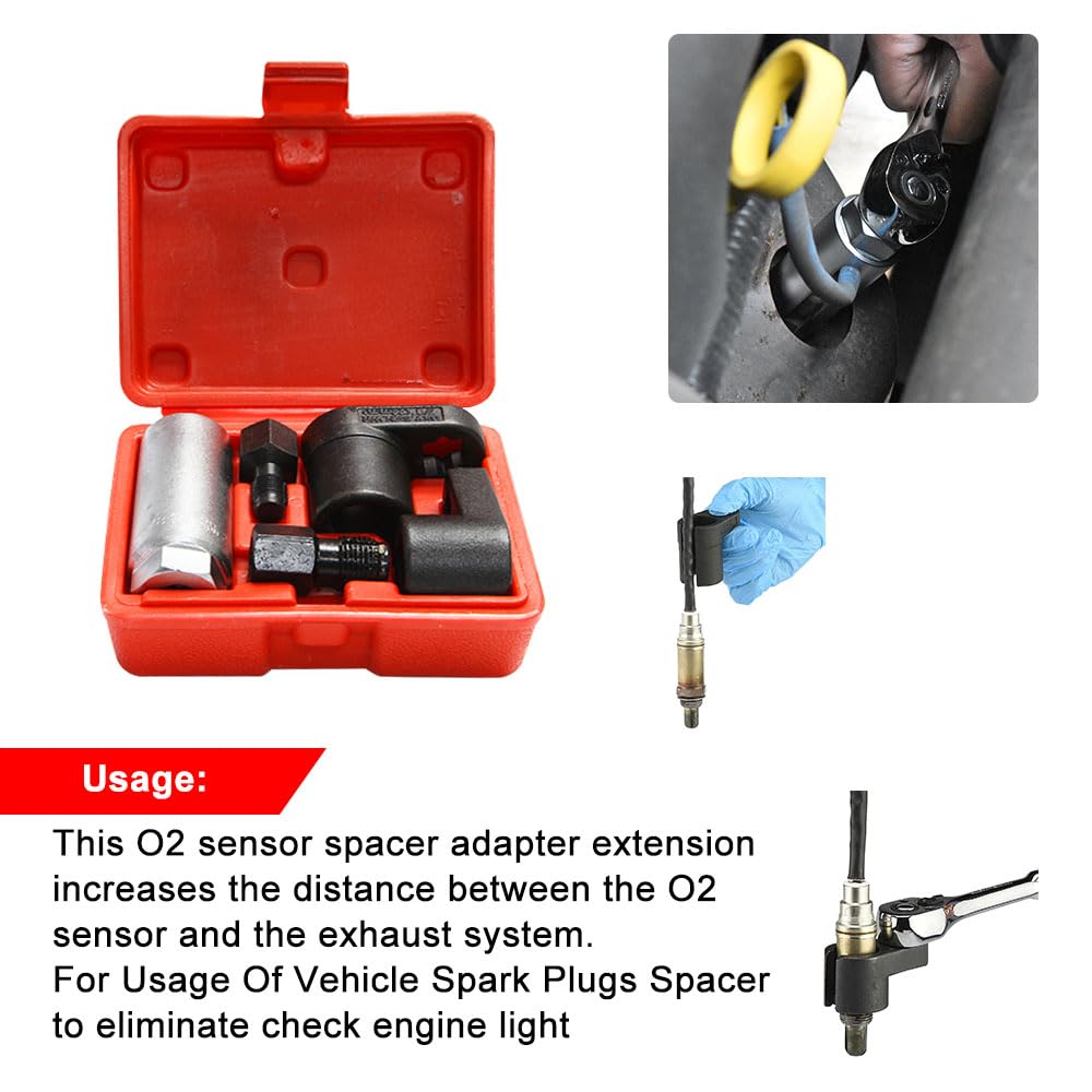 A ABIGAIL 5 PCS Automotive O2 Oxygen Sensor Socket Offset Wrench Remover Tool and Thread Chaser Tool