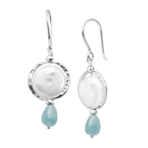 silpada 'josephine' freshwater cultured pearl, blue quartz and hematite drop earrings in sterling silver