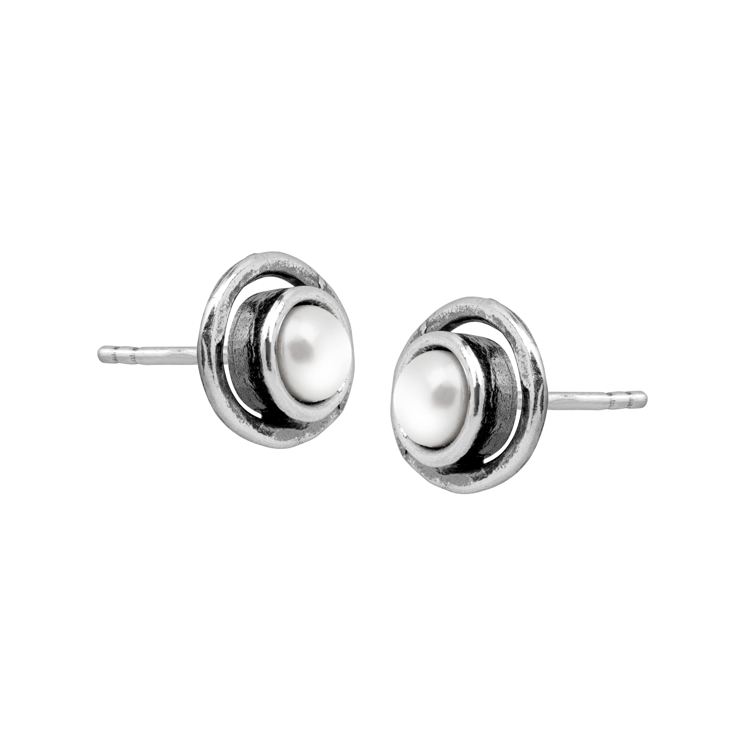 Silpada 'Lunula' 4.5-5 mm Freshwater Cultured Pearl Stud Earrings in Sterling Silver