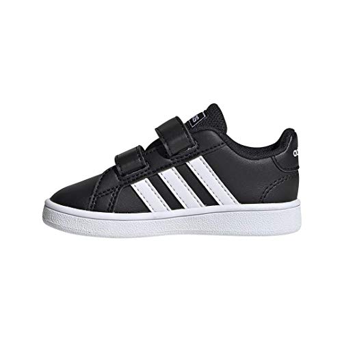 adidas unisex baby Grand Court Tennis Shoe, Black/White/White, 7.5 Toddler US