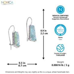 NOVICA Artisan Handmade Roman Glass Drop Earrings | Sterling Silver Glass Earrings | Solitaire Drop Earrings For Women | Authentic Murano Glass Drop Earrings | Thailand Earrings For Women