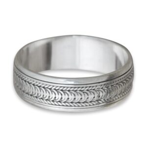 NOVICA Artisan Handmade Sterling Silver Meditation Spinner Ring Band No Stone Indonesia [band Width 7 mm W] ' Infinity Path'