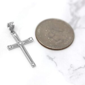 CaliRoseJewelry 14k Classy Elegant Diamond Simple Cross Charm Pendant in White Gold