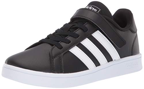 Adidas unisex child Grand Court - Kids Tennis Shoe, Black/White/White, 10.5 Little Kid US