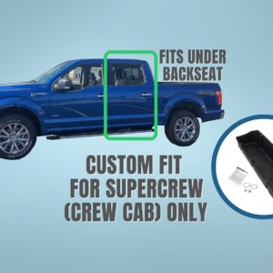 RHA Under Seat Storage 2015-2024 SuperCrew Fits Ford F-150, 2017-2024 Super Duty F-250/F-350 Crew Cab Upgraded Rear Underseat Box Black Organizer (WITHOUT OEM Floor Mounted Flip-up Storage)