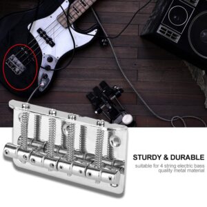 4 String Hardtail Bridge, Bass Bridge Saddles for Fender Precision 4 Saddle Hardtail 80mm Metal Tailpiece Electric Bass Bridge Replacement Accessory(Silver)