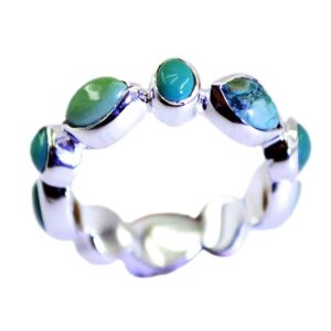 55Carat CHOOSE YOUR COLOR Natural Gemstone Sterling Silver Band Ring For Women Friendship Love Size 4-13