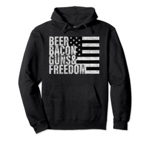 beer bacon guns & freedom hoodie flag pullover