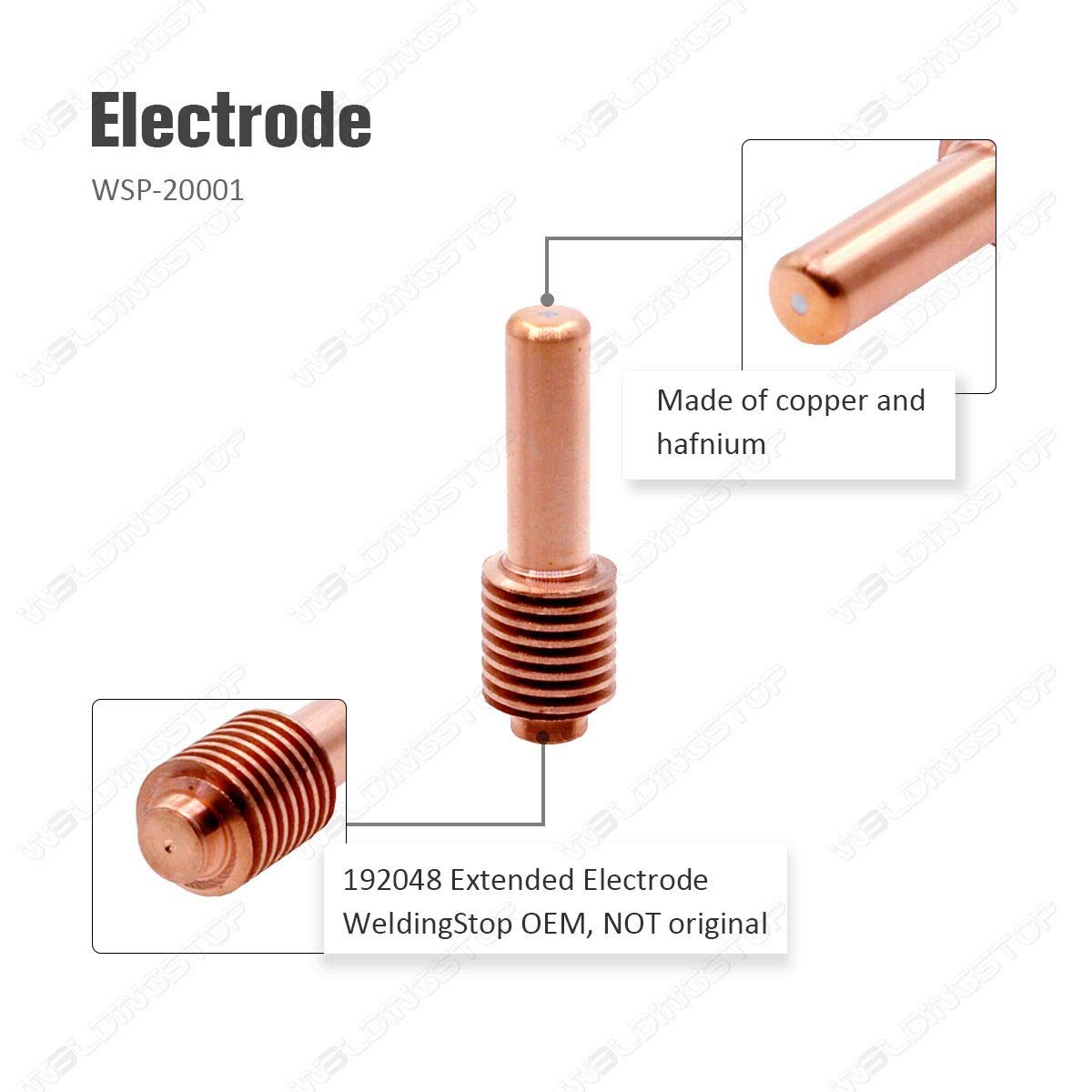 Extened Electrode 192048 Nozzle 40A Tip 192052 for Miller ICE-40T / ICE-40TM Torch Kit 40pcs