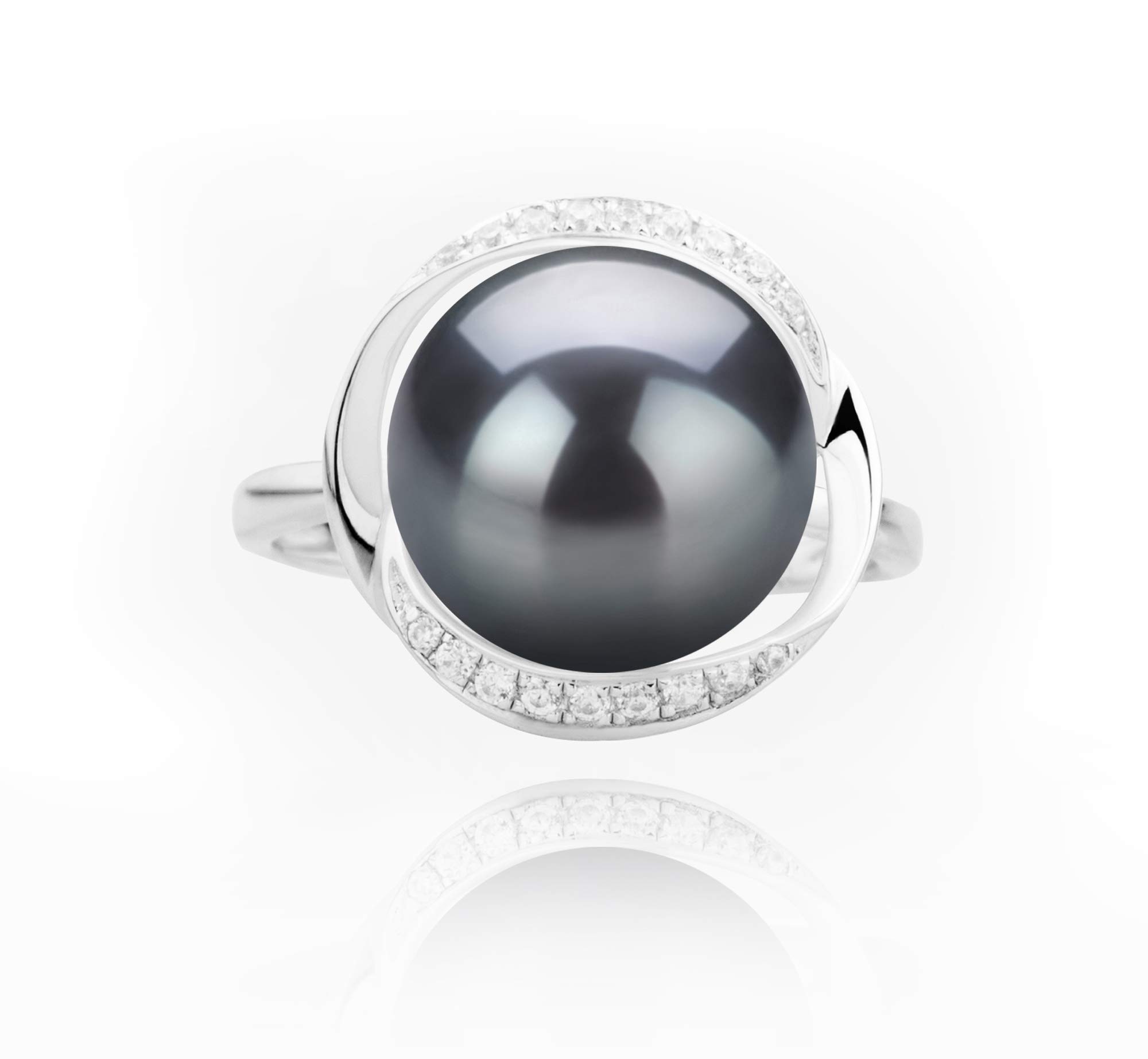 Wendy Black 11-12mm AAA Quality Freshwater 925 Sterling Silver Cultured Pearl Ring For Women - Size-6