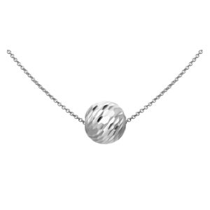 SEA OF ICE Silver Necklace for Women, Bead Necklace, 10mm Diamond-Cut Ball Bead, Sterling Silver Chain, Dainty Necklace for Women and Men, Stacking Gift Holiday Birthday