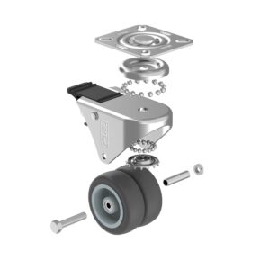 GBL 2 inch Casters Set of 4 Heavy Duty with 2 Locking Brakes + Screws - Up to 880Lbs - Swivel Caster Wheels - No Floor Marks Silent Plate Casters - Silver Castor