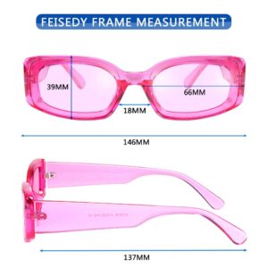 FEISEDY Retro Rectangle Sunglasses Women Men Vintage 90s Small Glasses Thick Narrow Fashion Y2K Plastic Glasses B2462