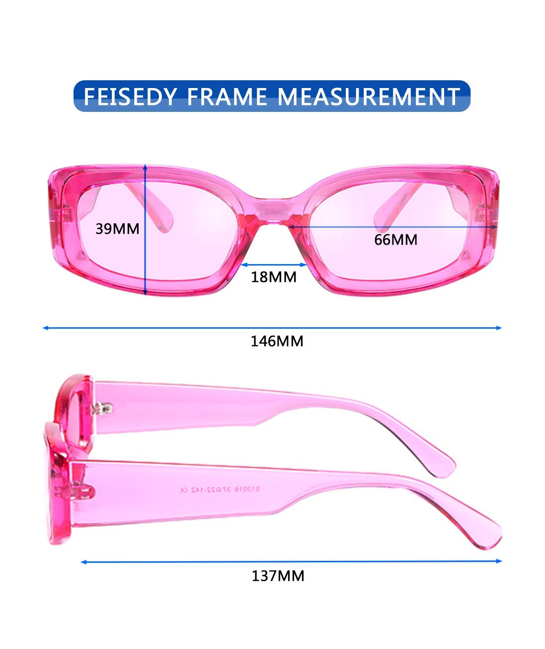 FEISEDY Retro Rectangle Sunglasses Women Men Vintage 90s Small Glasses Thick Narrow Fashion Y2K Plastic Glasses B2462