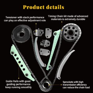 OCPTY Timing Chain Kit Gear Crank Sprocket Tensioners Guide Rails fits for 1997-2010 Ford F-150 Explorer Expedition 4.6L SOHC VIN 6 W 90387SG