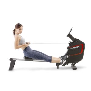 marcy foldable magnetic resistance rowing machine ns-6002re – adjustable resistance and transport wheels