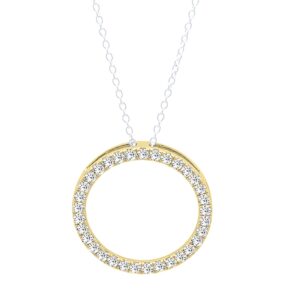 Dazzlingrock Collection Round White Diamond Circle Pendant for Women with 18 inch Silver Chain (0.33 Ctw) in 14K Yellow Gold