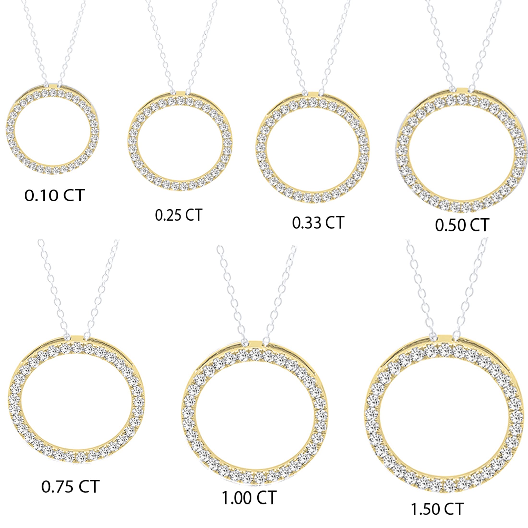 Dazzlingrock Collection Round White Diamond Circle Pendant for Women with 18 inch Silver Chain (0.33 Ctw) in 14K Yellow Gold