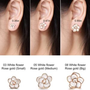 Flower Stud Earrings Hypoallergenic for Women - 18K Gold Plated Rose Earrings for Sensitive Ears, Nickel Free