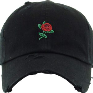 KBSV-124V BLK KBETHOS Rose Pineapple Good Vibes Vacation Men Women Dad Hat Baseball Cap Adjustable (One Size, Black Rose Vintage)