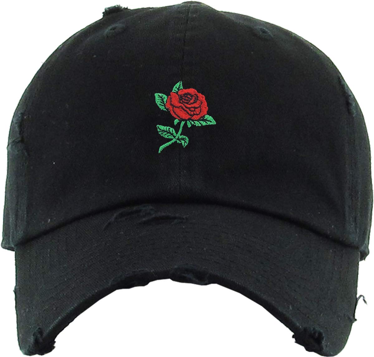 KBSV-124V BLK KBETHOS Rose Pineapple Good Vibes Vacation Men Women Dad Hat Baseball Cap Adjustable (One Size, Black Rose Vintage)