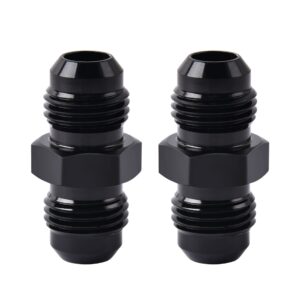 evil energy 6an male to male flare coupler union straight fuel hose adapter fitting black 2pcs