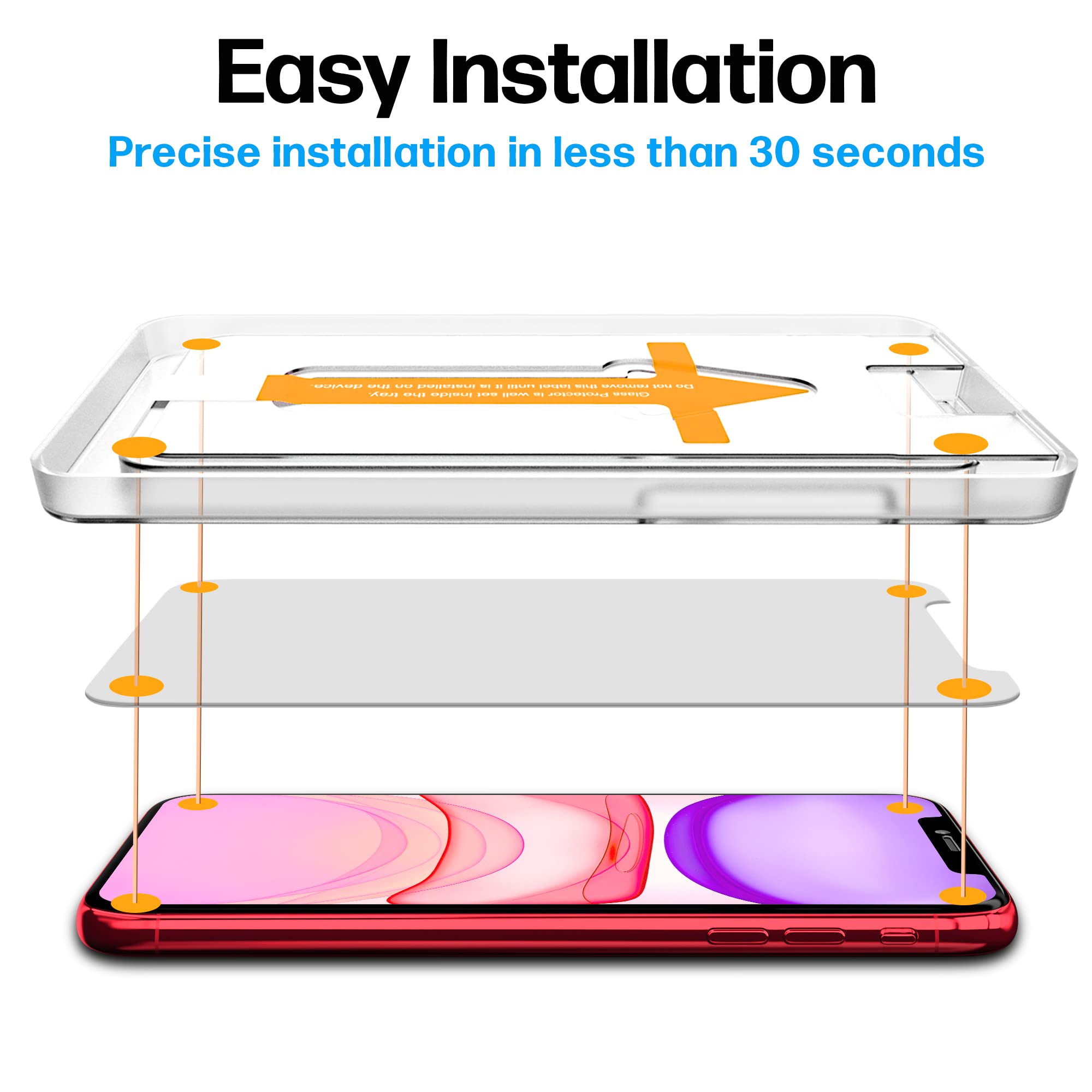 Power Theory Designed for iPhone 11, iPhone XR Screen Protector Tempered Glass [9H Hardness], Easy Install Kit, 99% HD Bubble Free Clear, Case Friendly, Anti-Scratch, 2 Pack