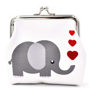 Nodykka Pu Leather Coin Purse Cute Animal Elephant Wallet Bag Change Pouch Gifts for Women Kids Girls Key Holder