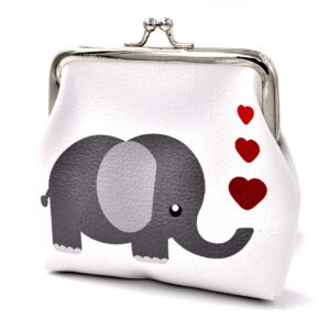 Nodykka Pu Leather Coin Purse Cute Animal Elephant Wallet Bag Change Pouch Gifts for Women Kids Girls Key Holder