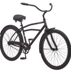 Schwinn Huron Beach Cruiser Bike for Adult, Single Speed, Coaster Brake, 26-Inch Wheels, 17-Inch Steel Frame, Full Front & Rear Fenders, Classic Handlebar, Black