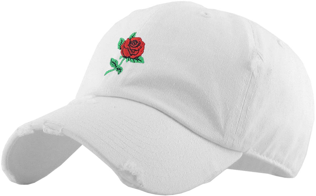 KBETHOS KBSV-124V WHT Rose Flowers Love Good Vibes Men Women Dad Hat Baseball Cap Adjustable Unisex