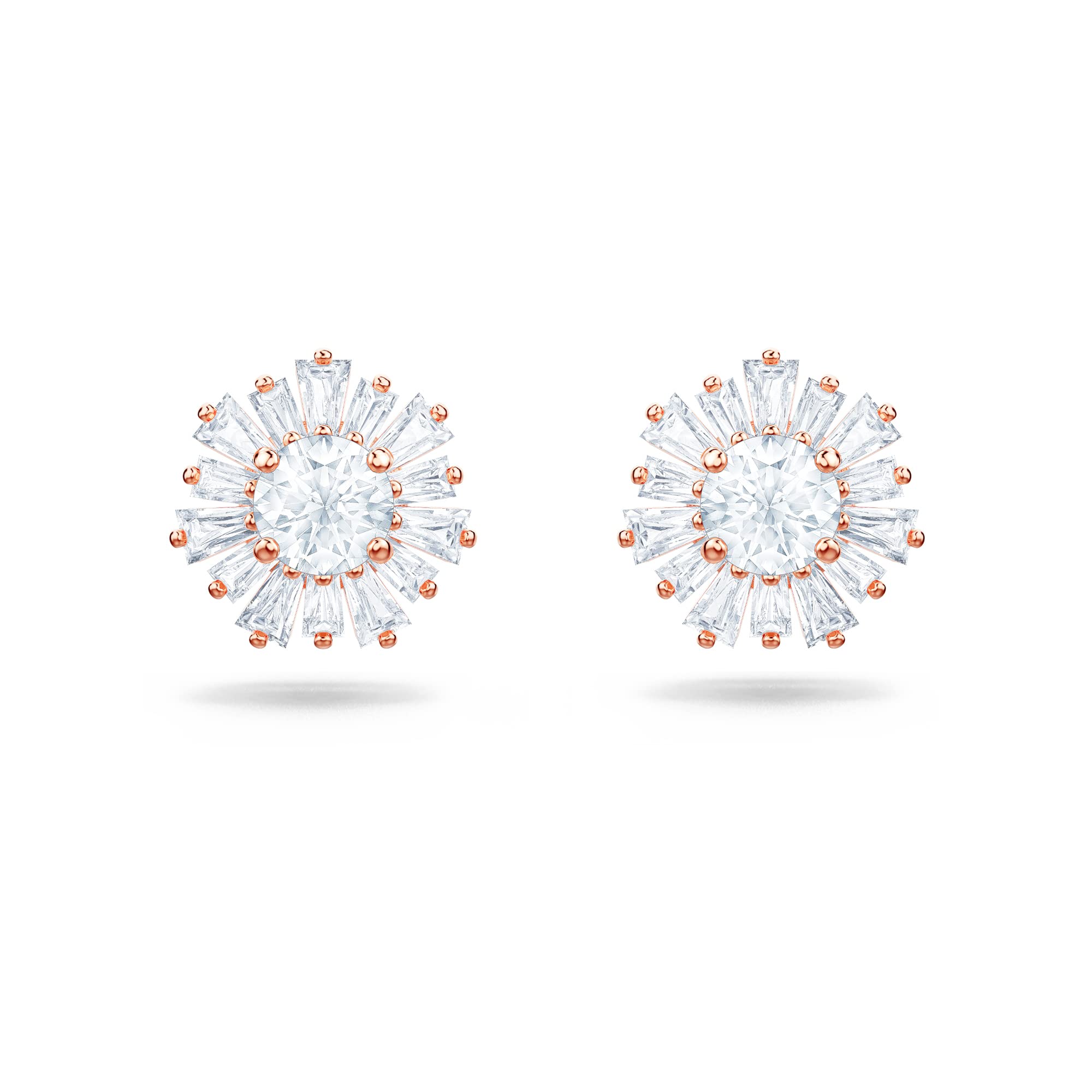 Swarovski Sunshine Collection Stud Earrings with Sun-Shaped White Crystal Centerpiece in a Rose-Gold Tone Plated Setting