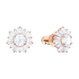 Swarovski Sunshine Collection Stud Earrings with Sun-Shaped White Crystal Centerpiece in a Rose-Gold Tone Plated Setting