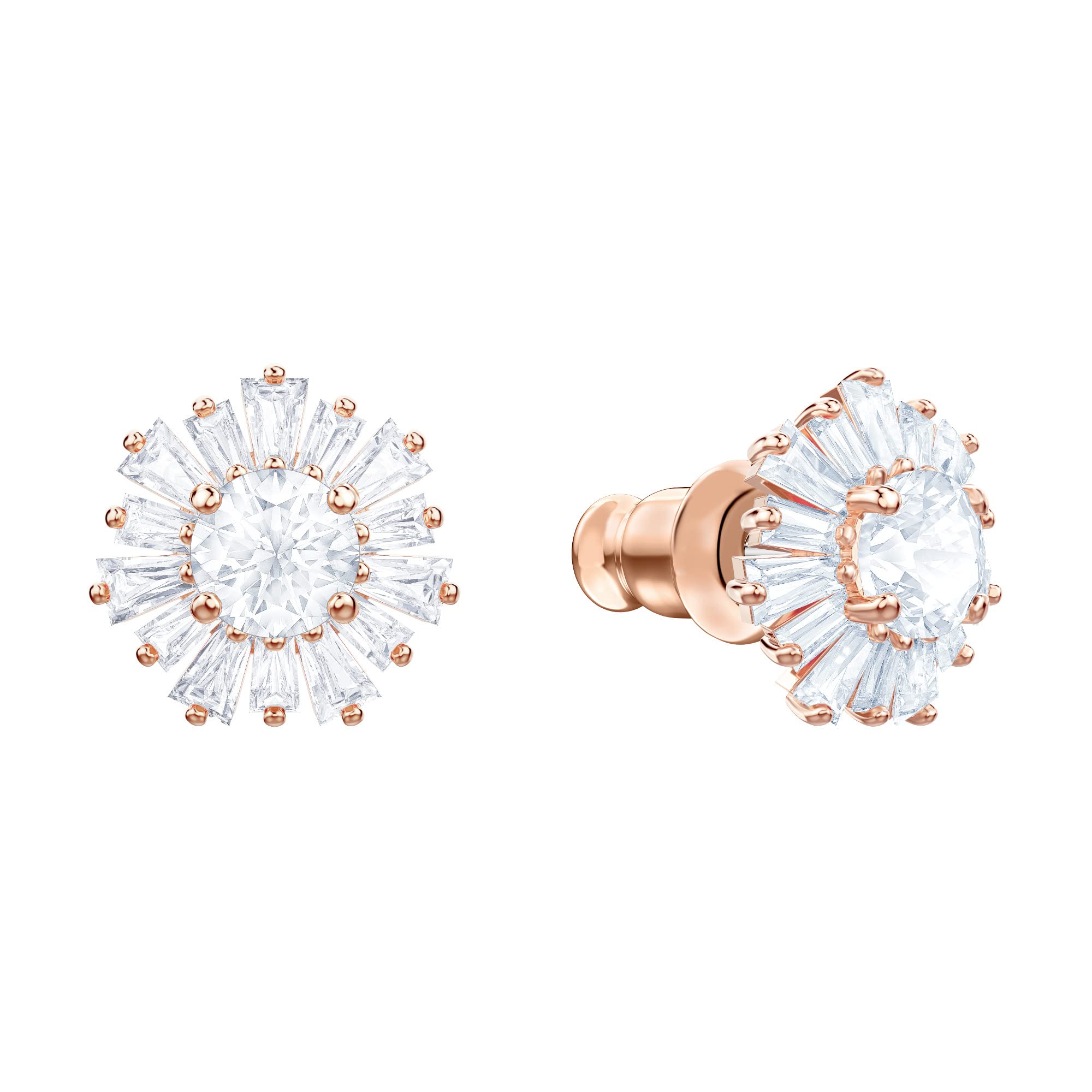 Swarovski Sunshine Collection Stud Earrings with Sun-Shaped White Crystal Centerpiece in a Rose-Gold Tone Plated Setting