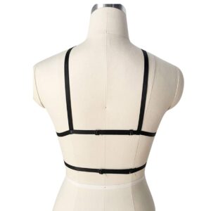 LIVE4COOL Women Harness Elastic Cupless Cage Bra Sexy Lingerie for Women Adjustable Hollow Out Crop Top Exotic Strap Belt Black