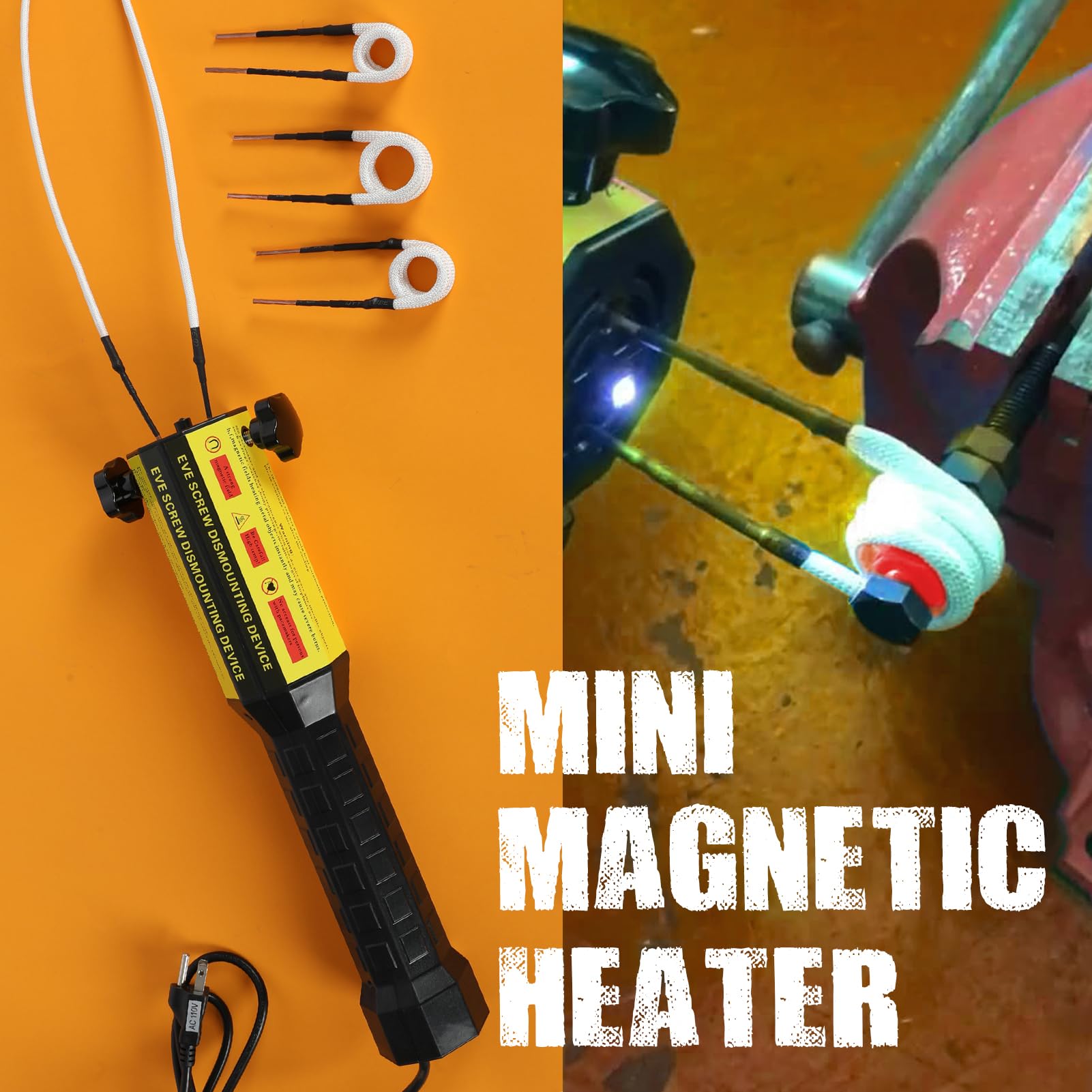 Magnetic Heater Kit, 1000W 110V Hand Held Heater for Rusty Screw Removing, Automotive Flameless Heater with 4 Coils and Portable Storage Box