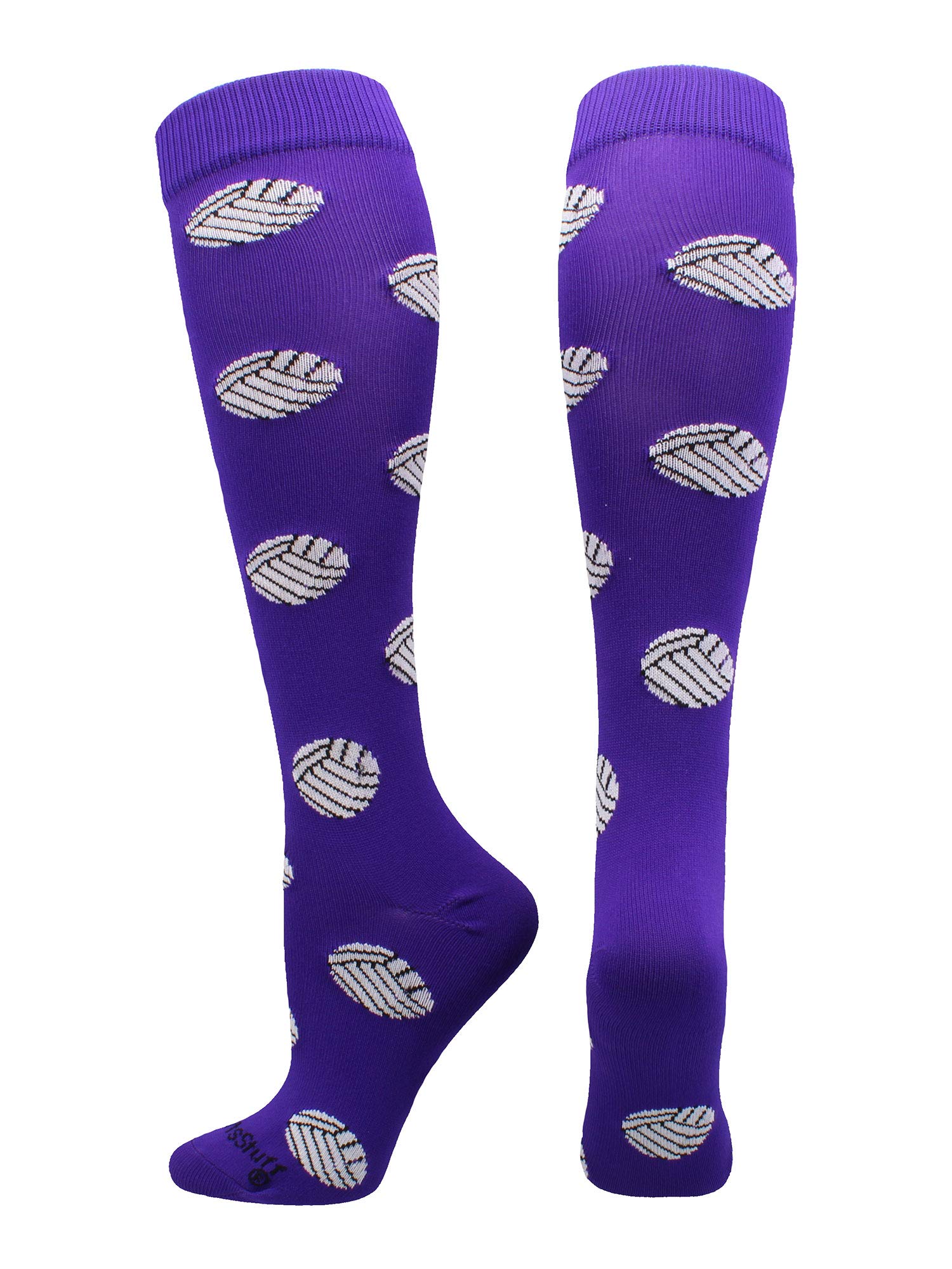 MadSportsStuff Volleyball Print Over the Calf Socks (Purple, Medium)