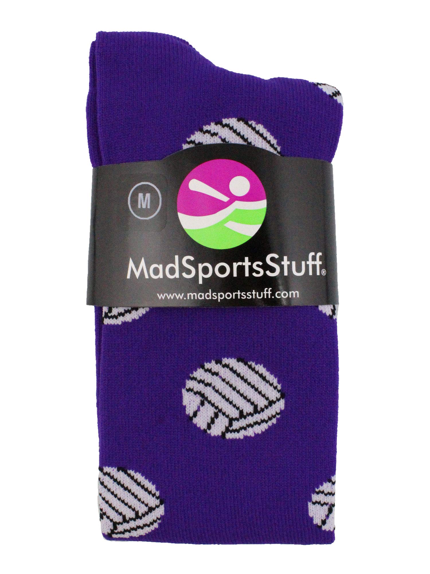 MadSportsStuff Volleyball Print Over the Calf Socks (Purple, Medium)