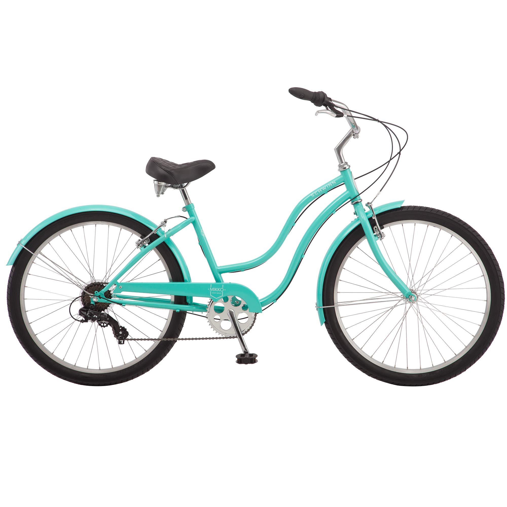 Schwinn Mikko Adult Beach Cruiser Bike, Featuring 17-Inch/Medium Steel Step-Over Frames, 7-Speed Drivetrains, Teal