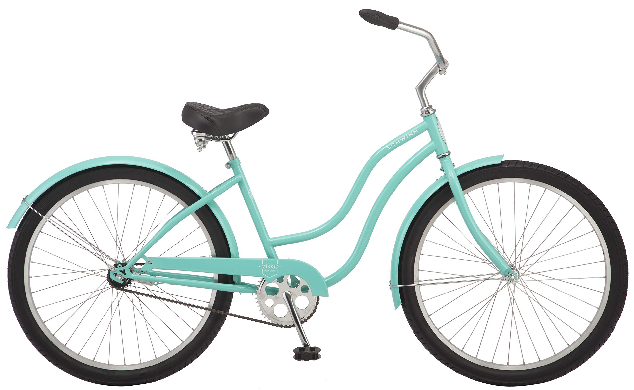 Schwinn Mikko Beach Cruiser Bike for Adult, Single Speed, Coaster Brake, 26-Inch Wheels, 17-Inch Steel Frame, Full Front & Rear Fenders, Classic Handlebar, Teal