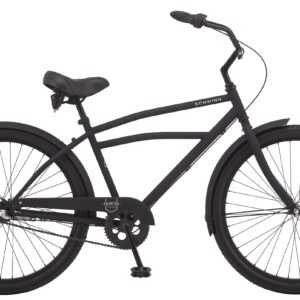 Schwinn Huron Beach Cruiser Bike for Adult, 3-Speed, Coaster Brake, 26-Inch Wheels, 17-Inch Step-Over Steel Frame, Full Front & Rear Fenders, Classic Handlebar, Black