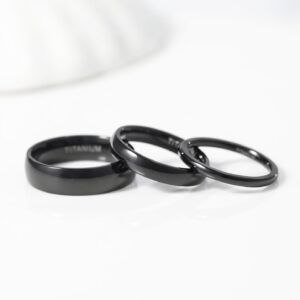 TIGRADE Black Titanium Ring 2mm 4mm 6mm 8mm Dome High Polished Wedding Band Size 3-14.5,2mm,Size 7