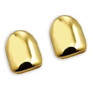 Onwon 2 Pieces 14K Plated Gold Grillz Hip Hop Top Tooth Single Grill Cap for Teeth Mouth