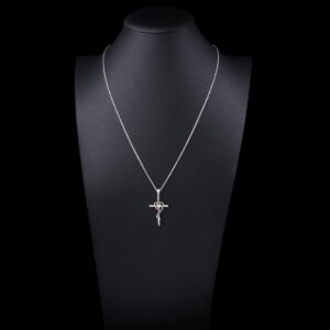 JZMSJF S925 Sterling Silver Faith Hope God in My Heart Cross Pendant Necklace Gift for Women Adults Teens