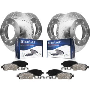 Detroit Axle - 4WD Brake Kit for 99-04 F-250 F-350 Super Duty 00-05 Ford Excursion Drilled Slotted Brake Rotors Ceramic Brakes Pads Front Rear Replacement : 13.03" Front and 12.83" Rear Rotors, 8-Lug