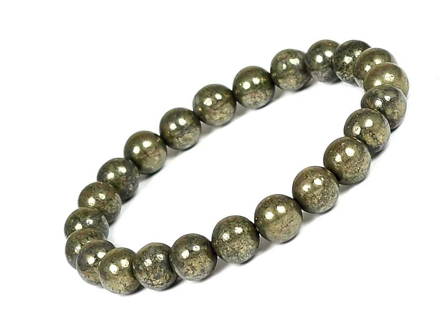 DHYANARSH Pyrite Beads Bracelet - Astronomy Jewelry, AAA Natural Stone Beads 8mm