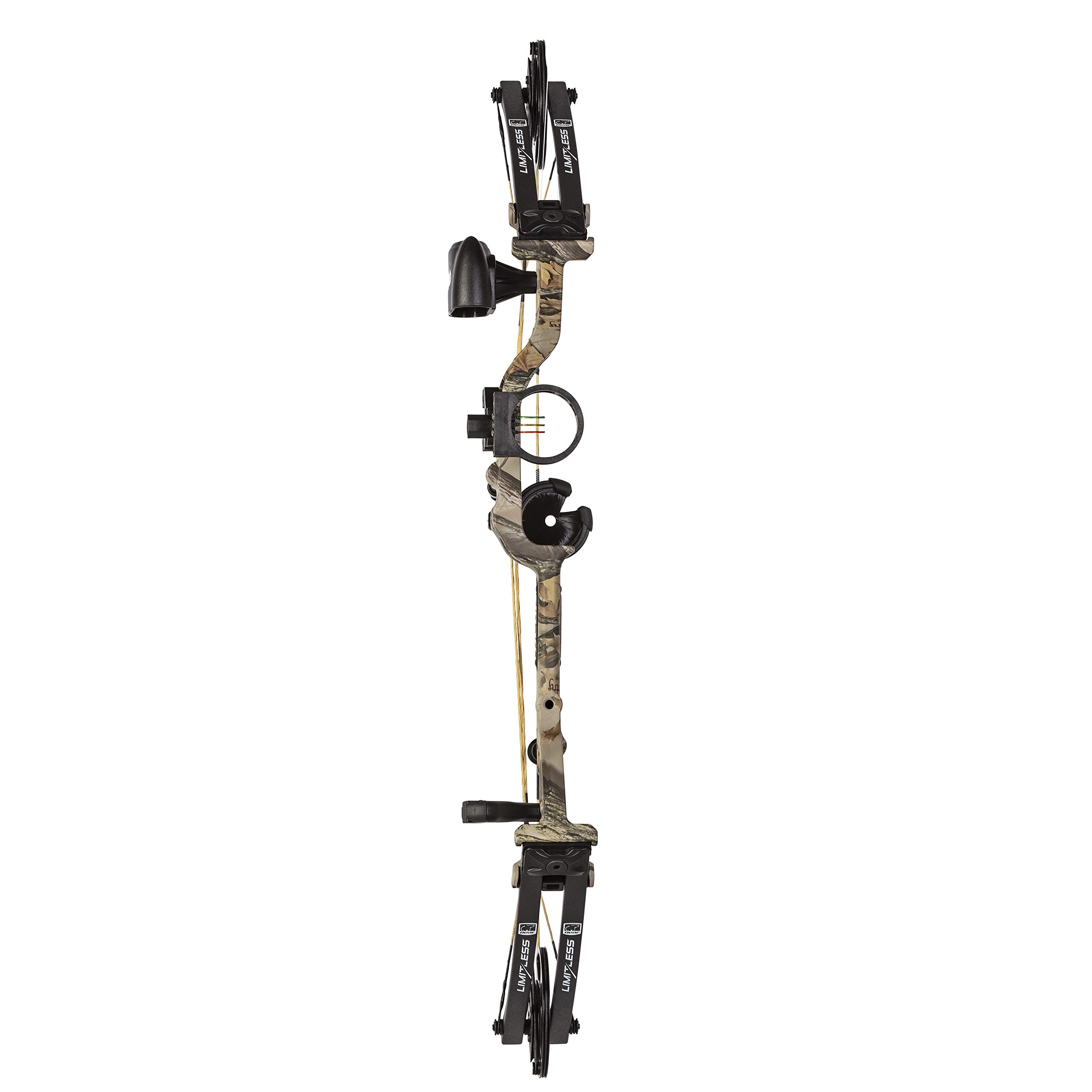 Bear Archery Limitless Dual Cam Compound Bow - includes Quiver, Sight and Rest, God's Country